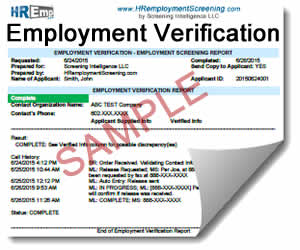 Employment Verification Sample