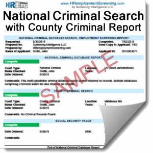 National Criminal Database Report County Sample