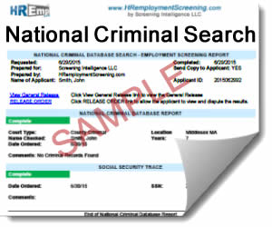 National Criminal Databases Search Sample