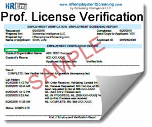 Professional License Verification Sample