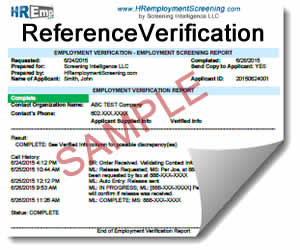 Professional Reference Verification Sample